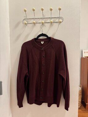 ARKET Pure Wool Cardigan in Burgundy (Size M)
